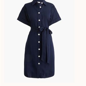 J.Crew Linen Blend Belted Mini Dress In Navy Size M, NWT Msrp-118